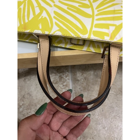 Used Kate Spade NewYork Yellow Grant Street Jules Grainy Vinyl Leather Tote - Picture 15 of 16